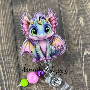 Dragon badge reel. Colorful dragon badge reel,Badge reels for nurse, badge reel for teacher, badge reel for ma