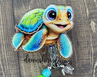 Sea Turtle Badge Reel Turtle Retractable ID Badge Holder Sea