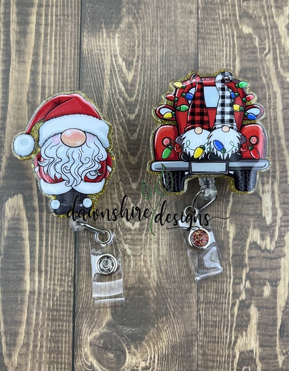 Christmas Gnome Badge Reels, Santa Gnome Badge, Christmas Truck Badge, Gift  for Nurse, Gift for Office, Gift for Teacher 