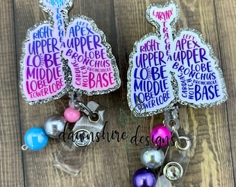 Respiratory system badge, lung anatomy badge reel. Medical badge, lung badge, gift for RT, gift for nurse, badge reels, pulmonary badge