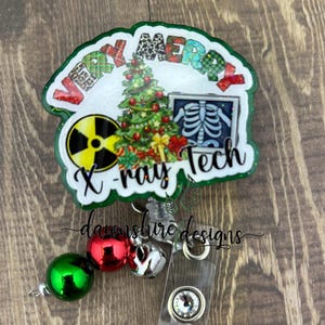Christmas Xray tech badge reel, radiology badge reel, beaded badge, badge  badge reel for X-ray tech, badge reel for rad tech, work ID