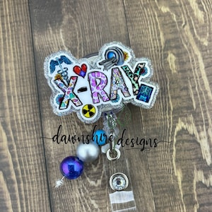 Xray Beaded Badge Reel, Radiology ID Holder