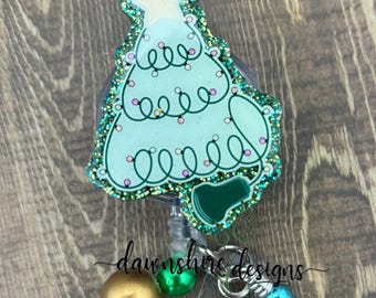 Christmas Tree Ultrasound Badge Reel, Medical Badge Holder