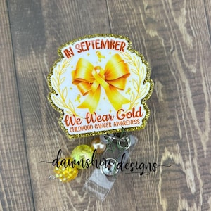 Childhood cancer awareness badge, gold ribbon badge reel, awareness ribbon badge, medical badge reel, child cancer badge, badge for nurse