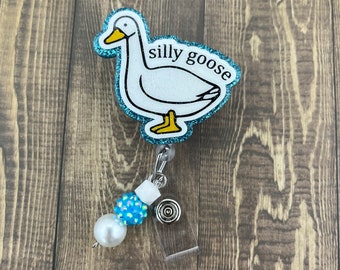 Goose Badge Reel, Silly Goose Badge Holder, Badge Reel for Nurse, Beaded Badge Reel, Funny Badge Reel, Ma Badge Holder