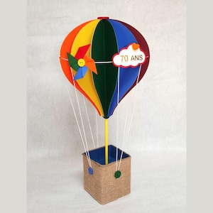Montgolfière papier, centre de table, contenant dragées, déco chambre enfant, décoration baptême thème montgolfière