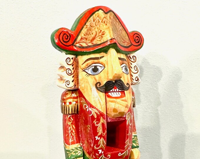 Vintage Russian 12 Inch Wooden Hand Painted Nutcracker Ornament Etsy