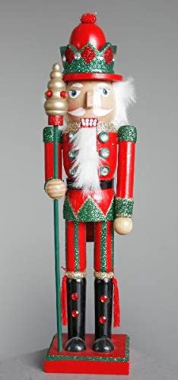 15 Inch Nutcracker with Red and Green Glitter Jacket Etsy
