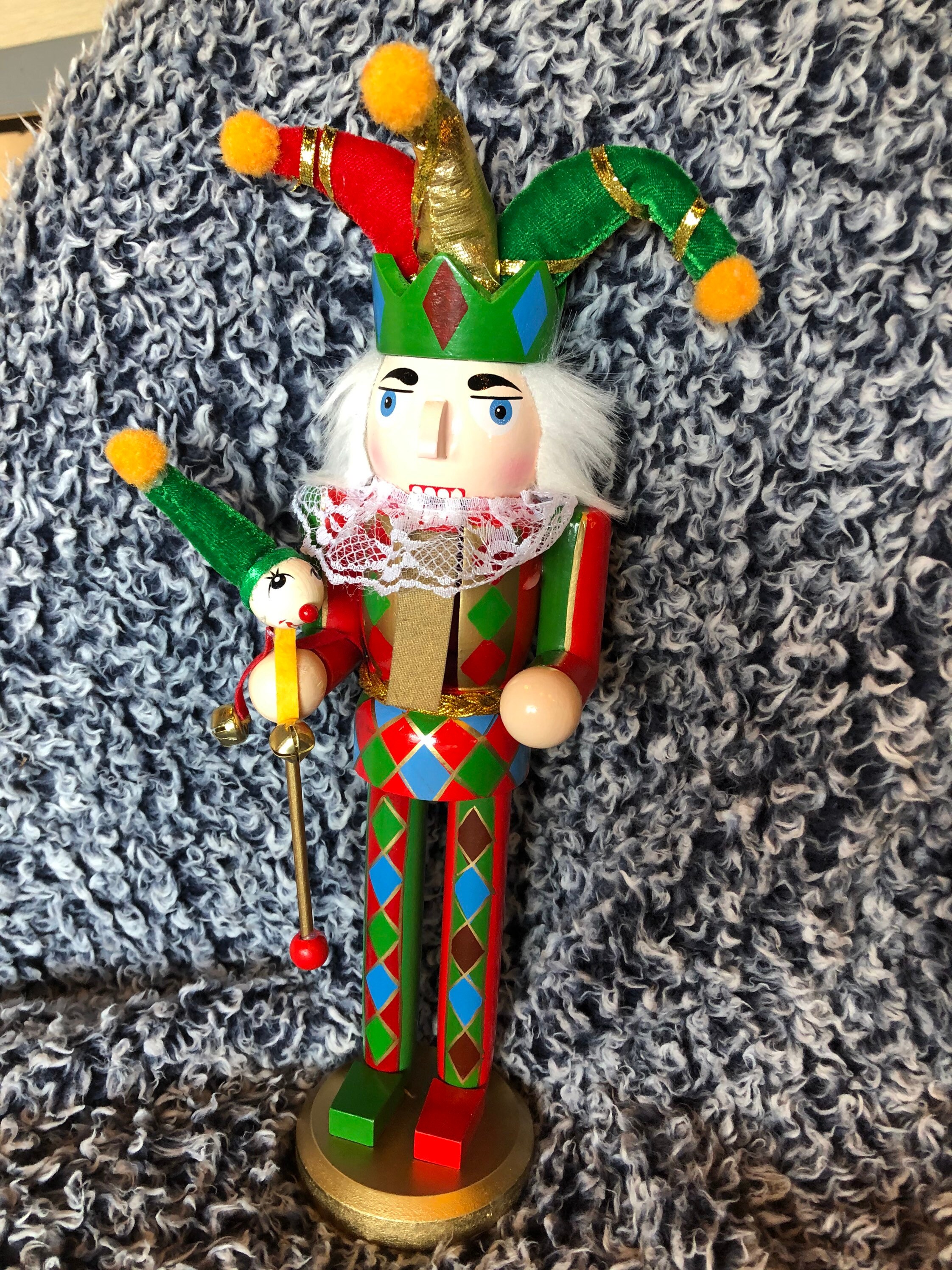 Nutcracker Jester Harlequin 12 Inch Wooden Nutcracker Etsy