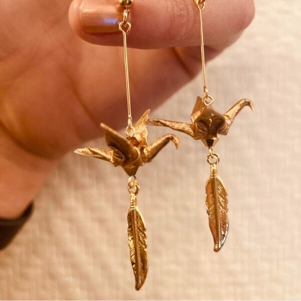 Boucles d'oreilles Origami Bouton d'or