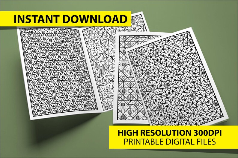 Geometric Coloring Pages for Adults Relaxation and Stress Relief 100 ...