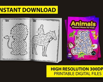 Animal Maze Puzzle Book for Kids Ages 4-12