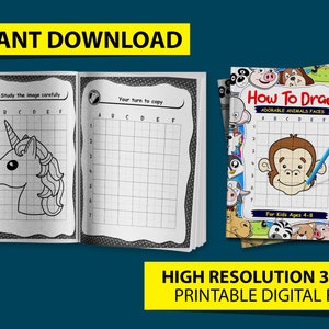 How To Draw Adorable Animals For Kids Ages 4-8 Fun and Easy Step-by-Step Drawing Activity Book for Kids. Learn to Draw Cute Animal Faces