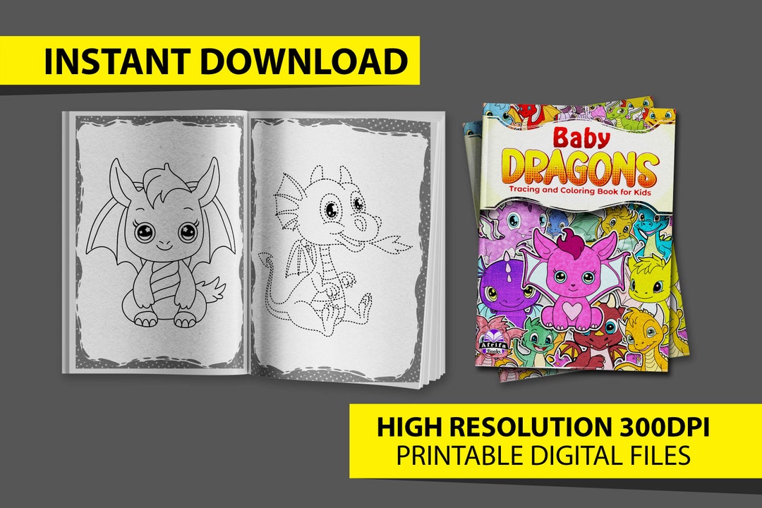 Baby Dragons Tracing and Coloring Book for Kids, Bold and Adorable