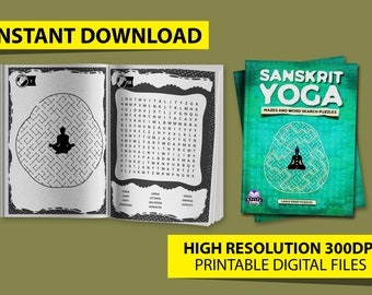 Sanskrit Yoga Mazes and Word Search Puzzles (Printable)