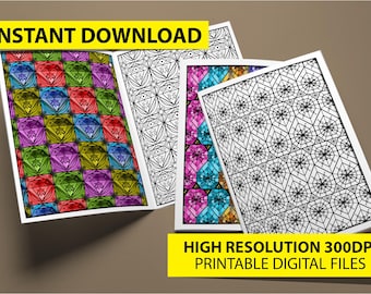 Libro para colorear de piedras preciosas: patrones para aliviar el estrés (páginas PDF)