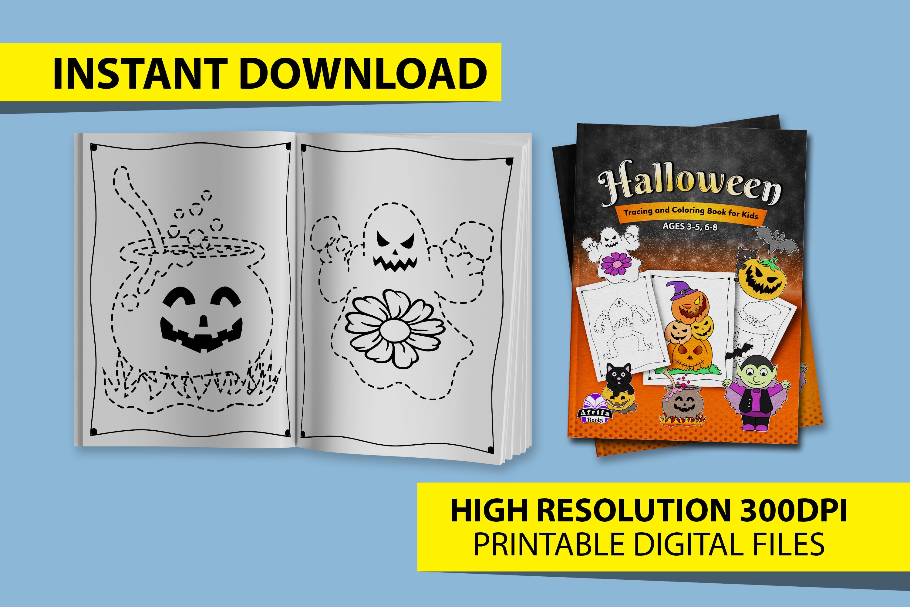 Halloween Tracing and Coloring Book for Kids Ages 3-5 6-8 