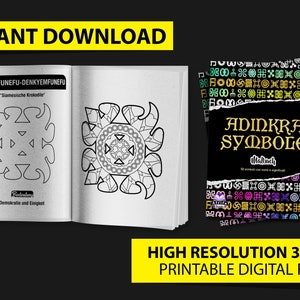 Adinkra symbols coloring pages with names and meanings in German pdf, traditional African, adinkra symbole, Malbuch, Ghanaian symbols