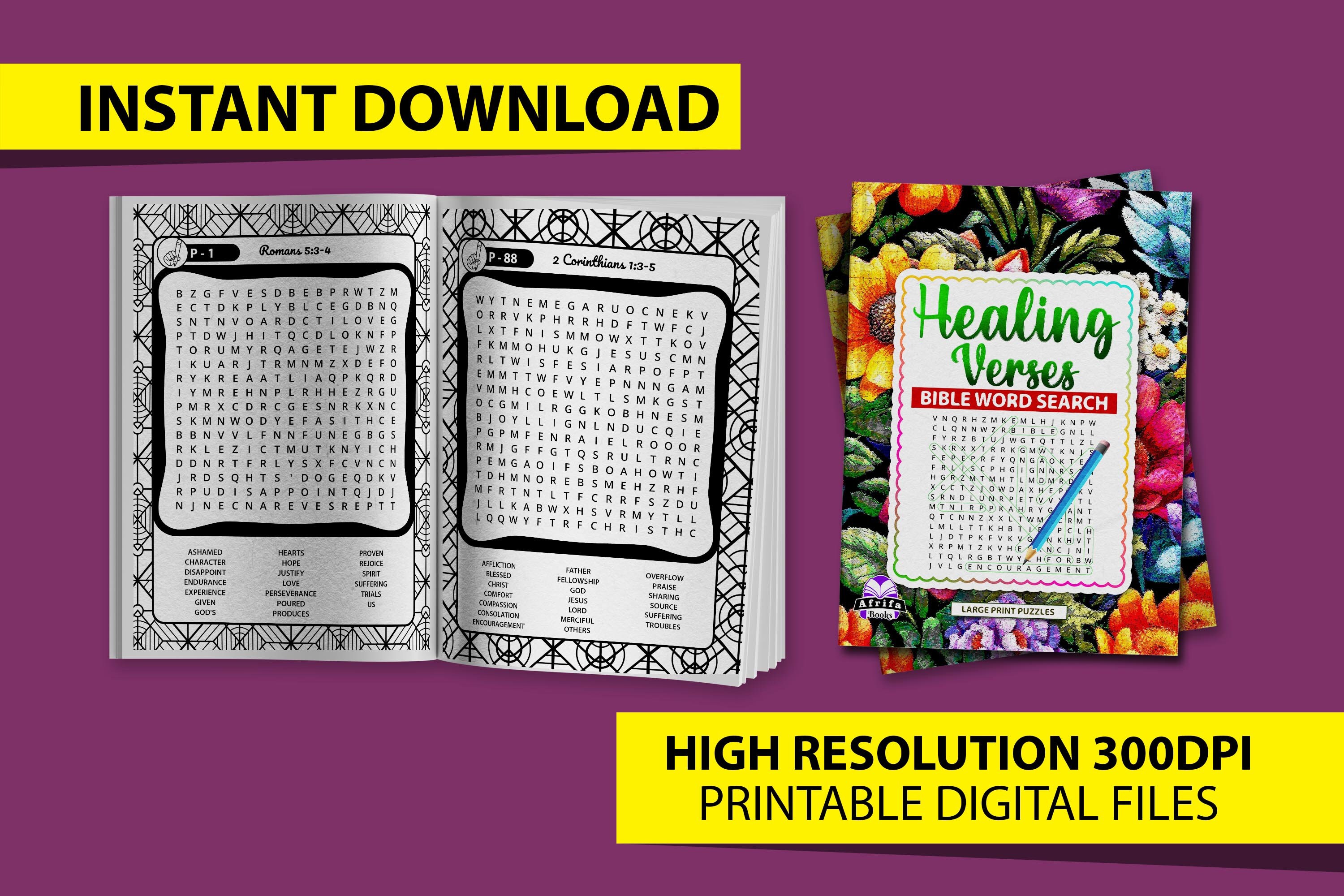 Healing Verses Bible Word Search Large Print Puzzles with Scripture Verses for Restoration and Encouragement
