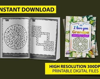 Maze Puzzle Book for Seniors: Thankful Messages to Grandpa (Digital Download)