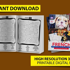 French Word Search 150 Large Print Puzzles with Solutions, Les jeux de mots cachés. Word Find Pages in French (Gift for family and friends)