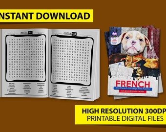 Sopa de letras en francés: 150 palabras en letra grande (descarga digital)