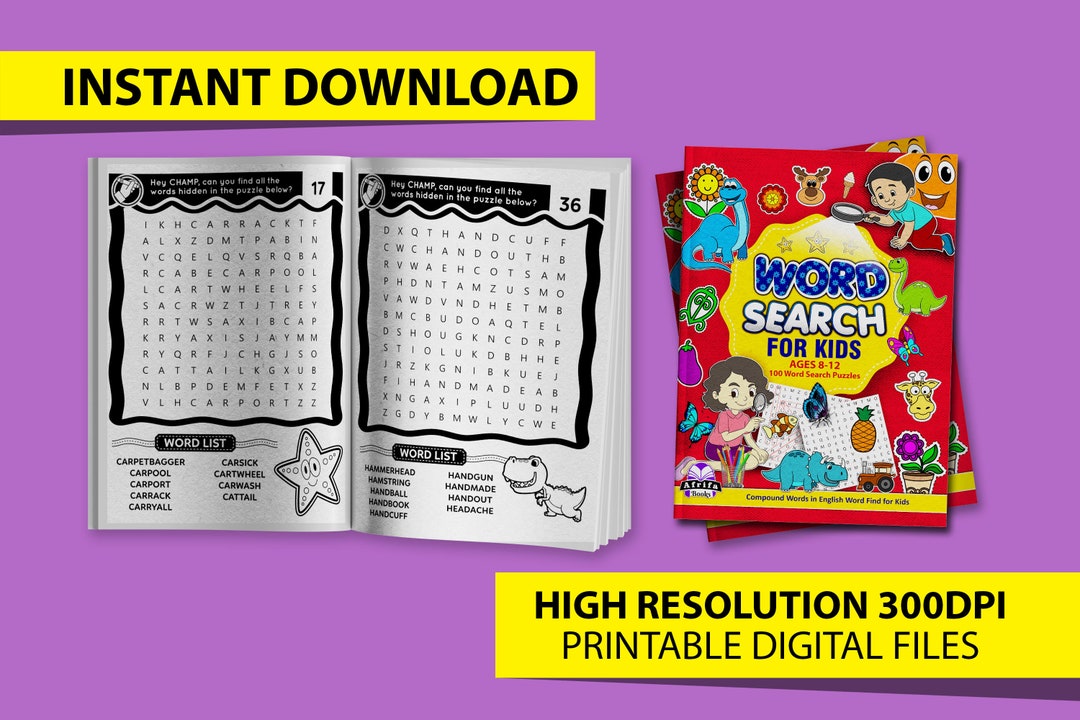 Word Search for Kids Ages 8-12 100 Word Search Puzzles, Compound Words ...