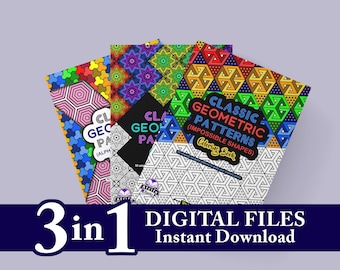 Geometric Patterns Coloring Books for Adults and Teens, Impossible Shapes, Seamless Patterns, Printable Patterns PDF, Abstract Patterns