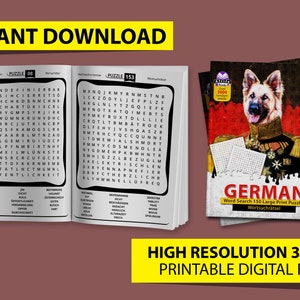 German Word Search: 150 Large Print Puzzles (PDF)