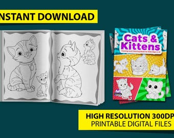 Cats and Kittens Tracing & Coloring Book for Kids Ages 4-8