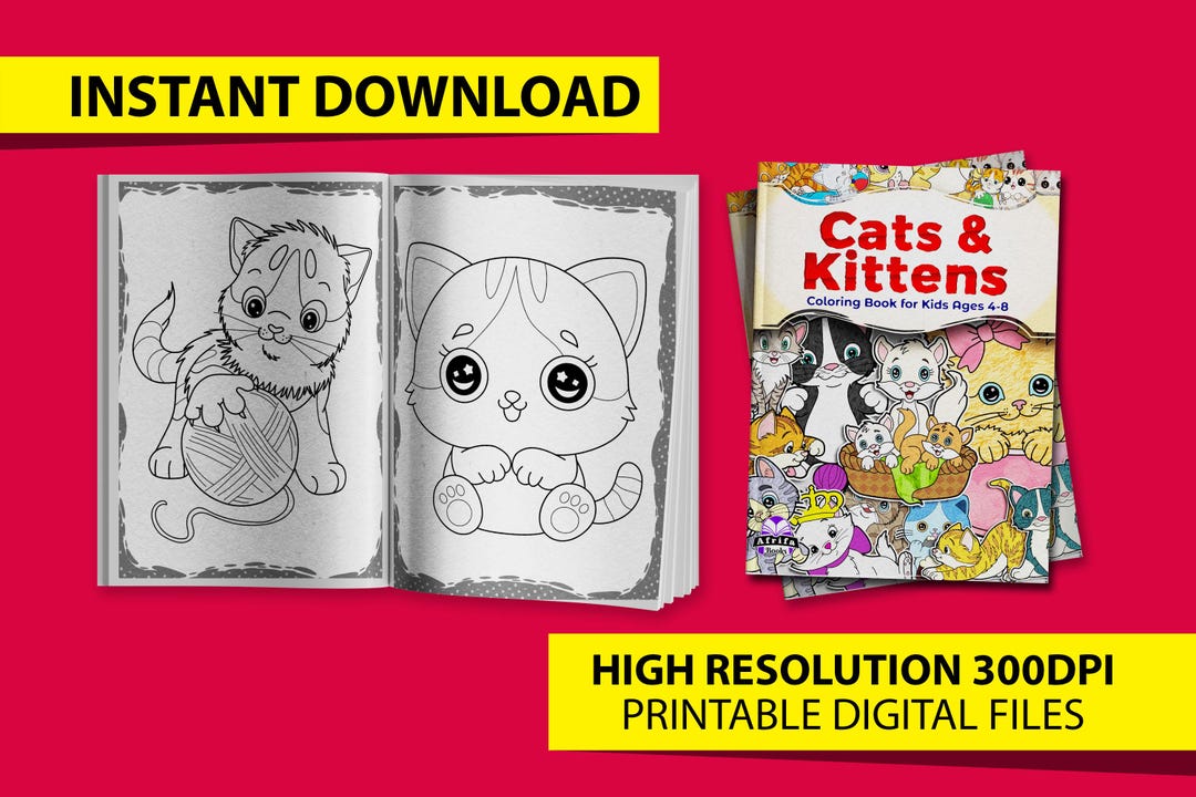 Amazing Cats and Kittens Coloring Book for Kids Ages 4-8, Cute Pet ...
