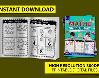 German Preschool Math Worksheet, Toddler Number Tracing (PDF Pattern)