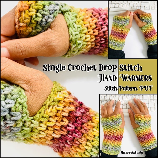 Single Crochet Drop Stitch Hand Warmers | Beginner Crochet Pattern | Crochet Spiral