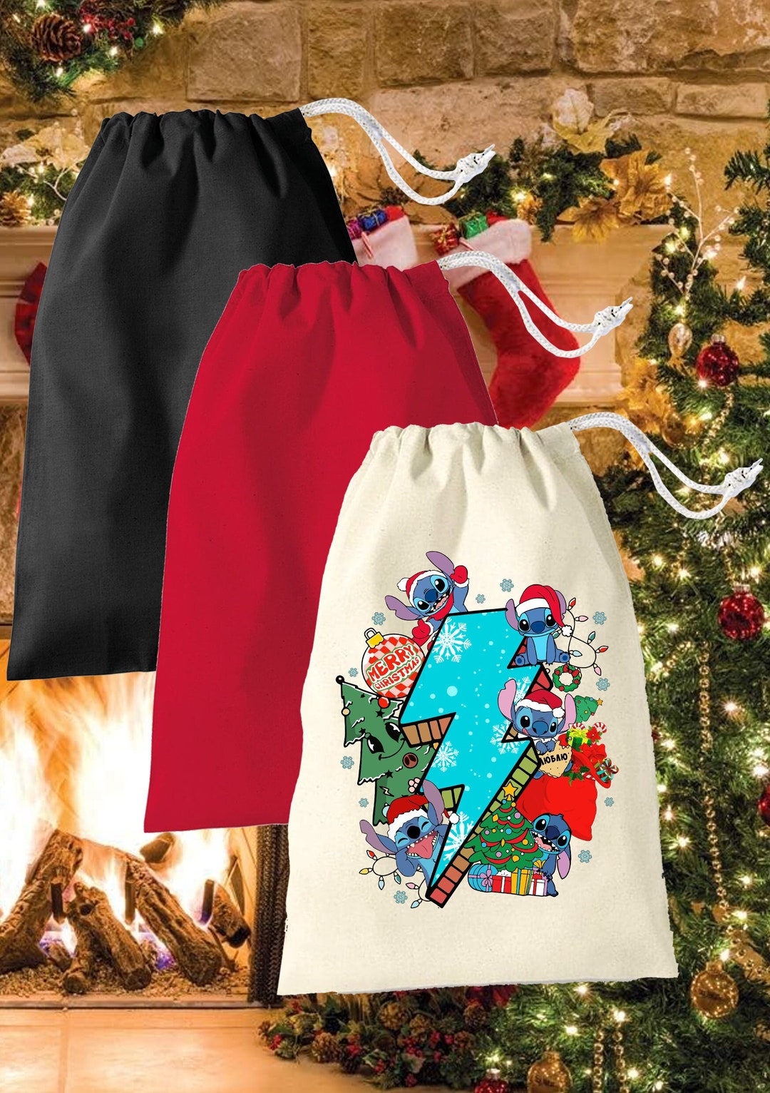 Ohana Stitch Santa Sack Personalised Christmas Bags With Name Christmas