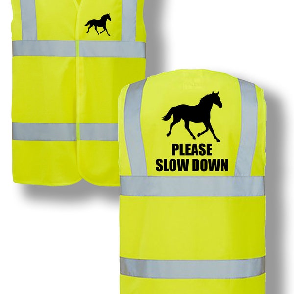 Please Slow Down Logo Horse Hi Vis Vest Company Printed Horse Riding Safety Reflective Event Safety Visibility Jacket Coat Waistcoat H11