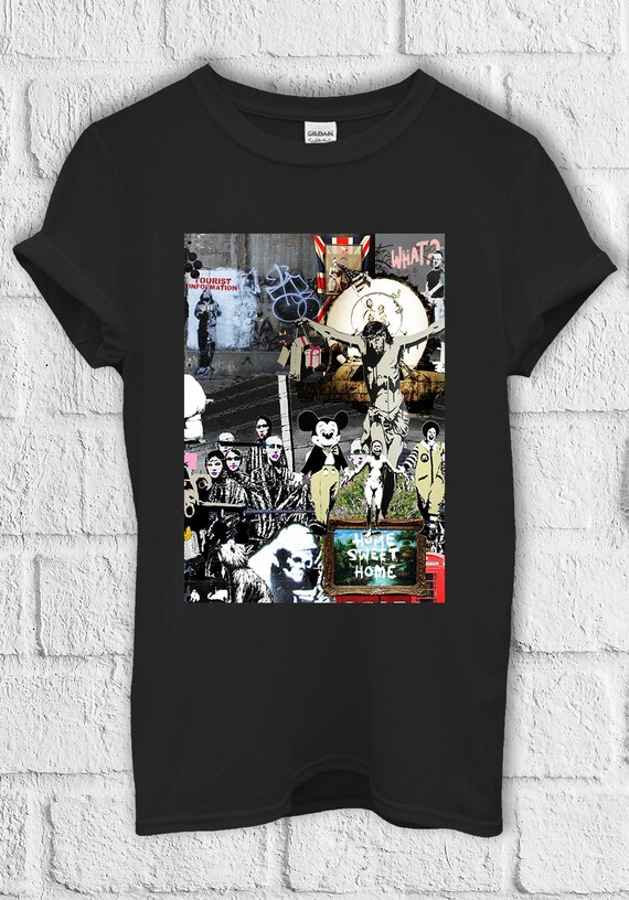 Banksy Style Panda Anti-Racism Slogan T-Shirt - Gildan Cotton, Crew Neck - White
