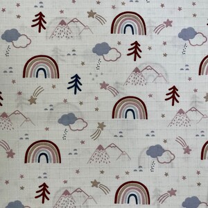 Rainbow Print Muslin Fabric, Animal Print Fabric, Double Gauze Fabric By Half The Metre, Printed Muslin Fabric, Swaddle Fabric