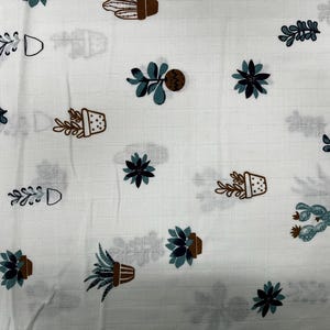 Cactus Print Muslin Fabric, Double Gauze Fabric By Half The Metre, Animal Fabric, Printed Muslin Fabric, Animal Print, Swaddle Fabric