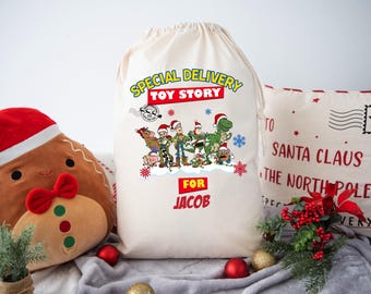 Toy Story Personalised Santa Sack, Christmas Bags, Christmas Eve Gift Bags, Holiday Gift, Stuff Bags, Children’s Present Sack SB3