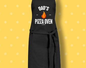 Dads Pizza Oven Personalise Kitchen Apron Custom Father Mother Day Gift Black, Natural,Kitchen Cooking Chef Apron Unisex Apron A6