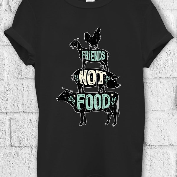 Friends Not Food Vegetarian Vegan T Shirt Hoodie Sweatshirt Baseball Pullover Men Women Unisex Baggy Boyfriend Shirt 2485