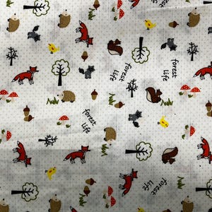 Autumn Animals Muslin Fabric, Double Gauze Fabric By Half The Metre, Animal Fabric, Printed Muslin Fabric, Animal Print, Swaddle Fabric