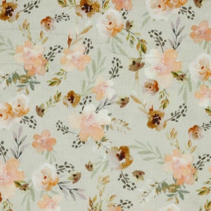 Double Gauze Organic Digital Watercolour Flowers, Double Gauze Fabric By Half The Metre, Printed Muslin Fabric, Floral Print, Swaddle Fabric