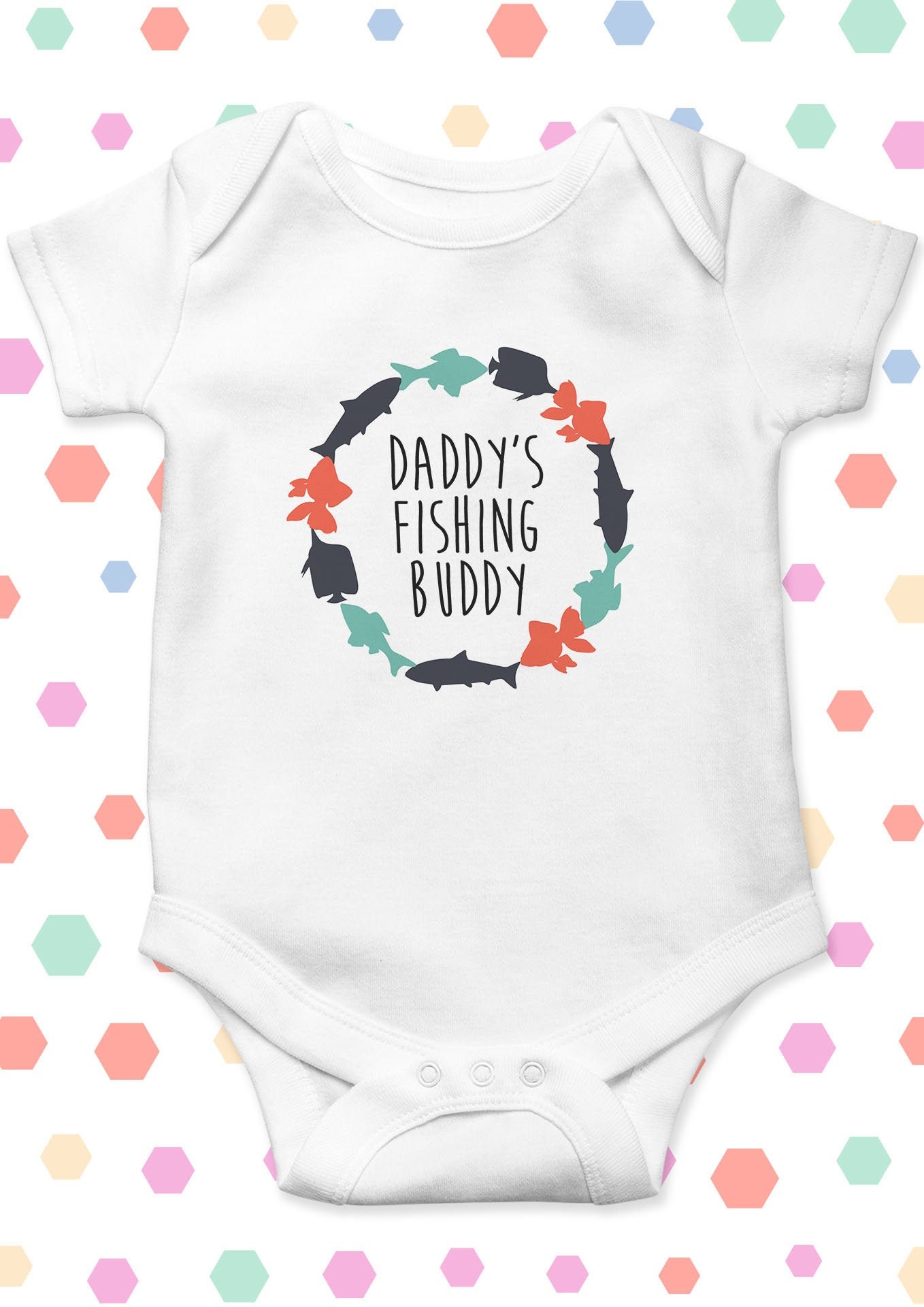 Daddy Fishing Buddy Baby Bodysuit, Funny Baby Grow, Fathers Day