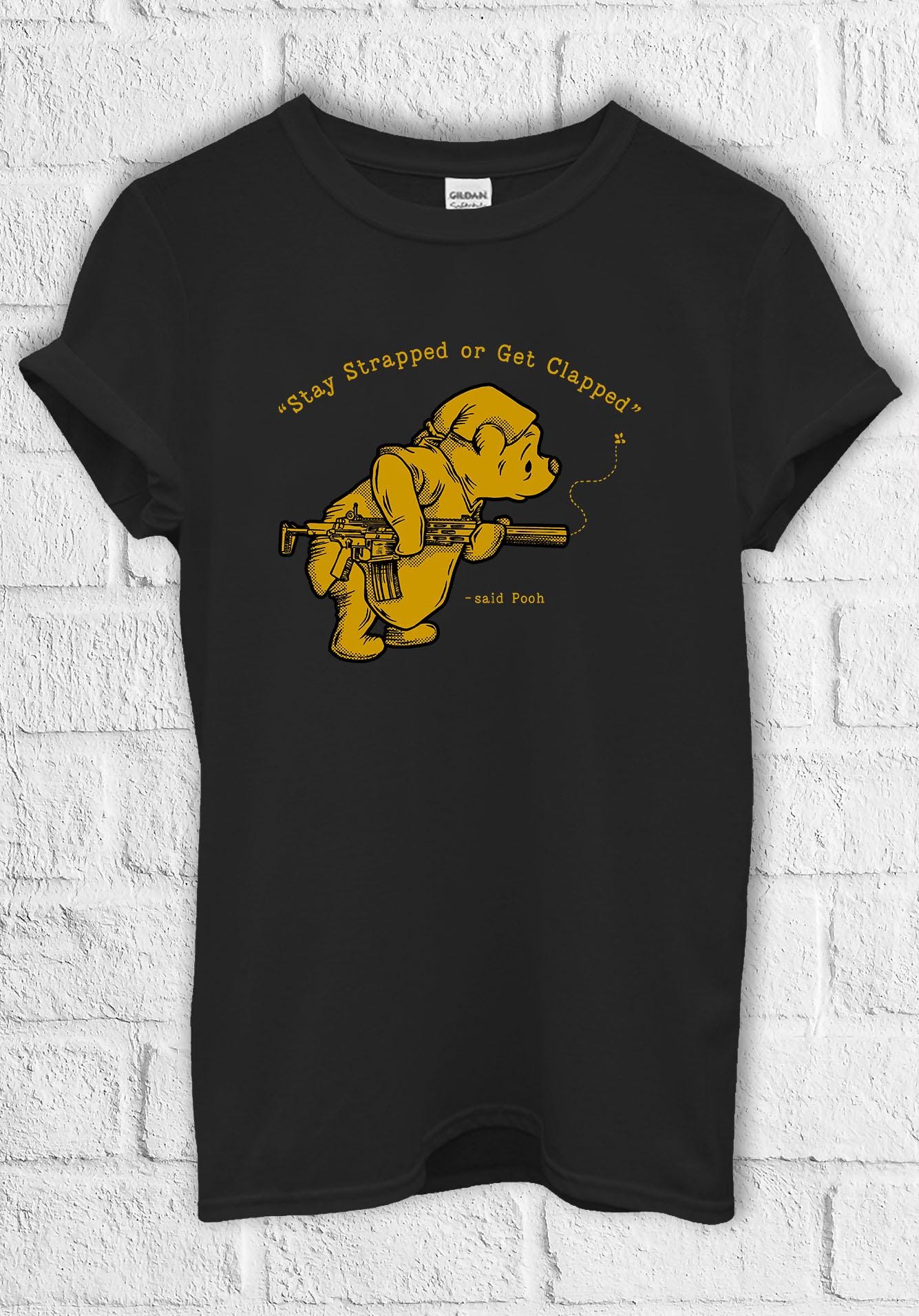 Stay Strapped or Get Clapped Tシャツ　ブーさん Nine Line's Stay Strapped T-shirt - Charcoal Tri-Blend