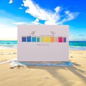 Tarjeta de felicitación de cumpleaños con manchas de vidrio marino