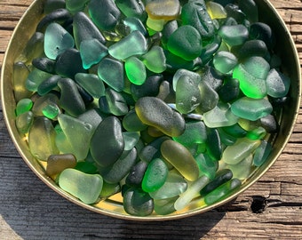 50x pieces Sea glass assorted green shades of glass from Kent, UK beaches - Sea Glass by Archie