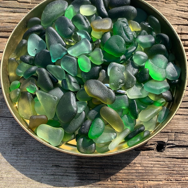 50x pieces Sea glass assorted green shades of glass from Kent, UK beaches - Sea Glass by Archie