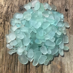 Aqua marine sea glass 10mm-25mm from Kent, UK beaches - assorted sizes 50 pieces