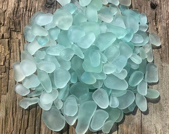 Aqua marine sea glass 10mm-25mm from Kent, UK beaches - assorted sizes 50 pieces